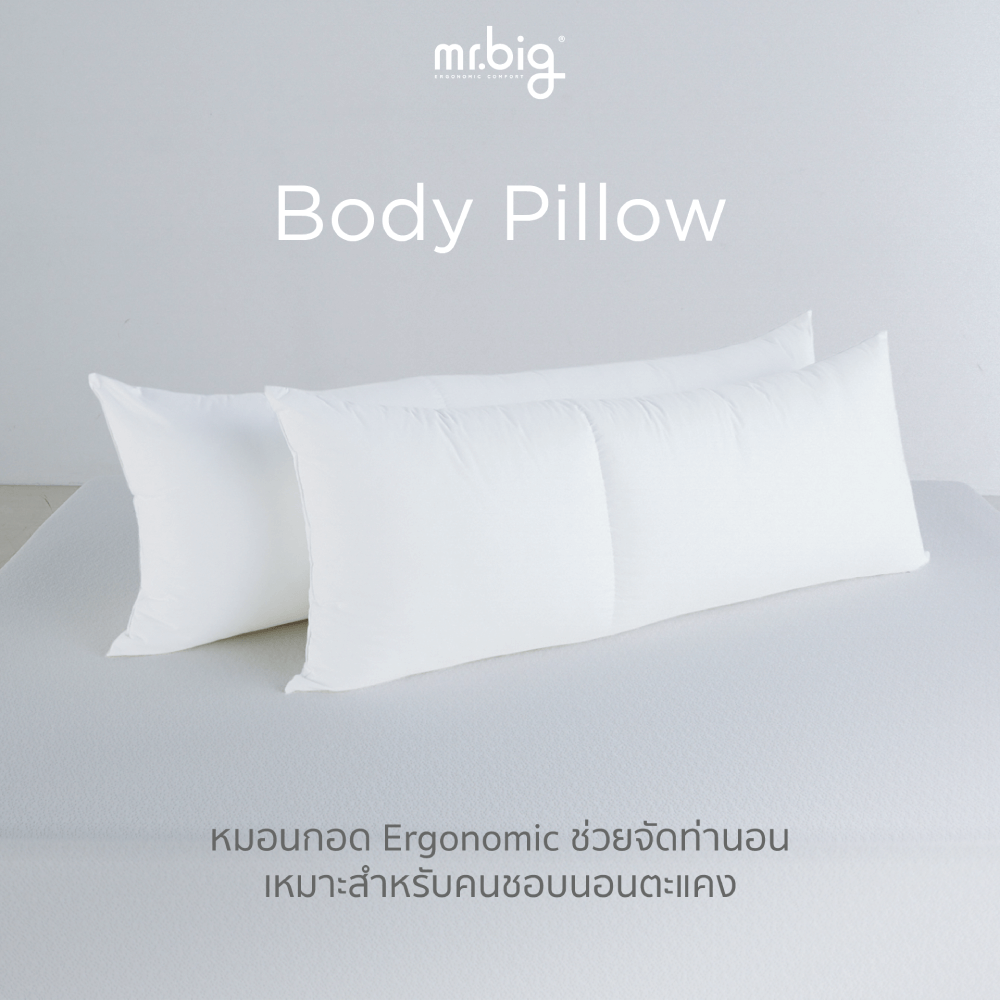 หมอนบอดี้ mr.big หมอนกอด Ergonomic 20x60 นิ้ว สีขาว